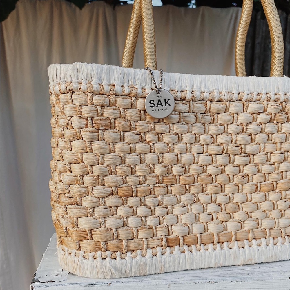 The Sak woven drawstring bucket bag